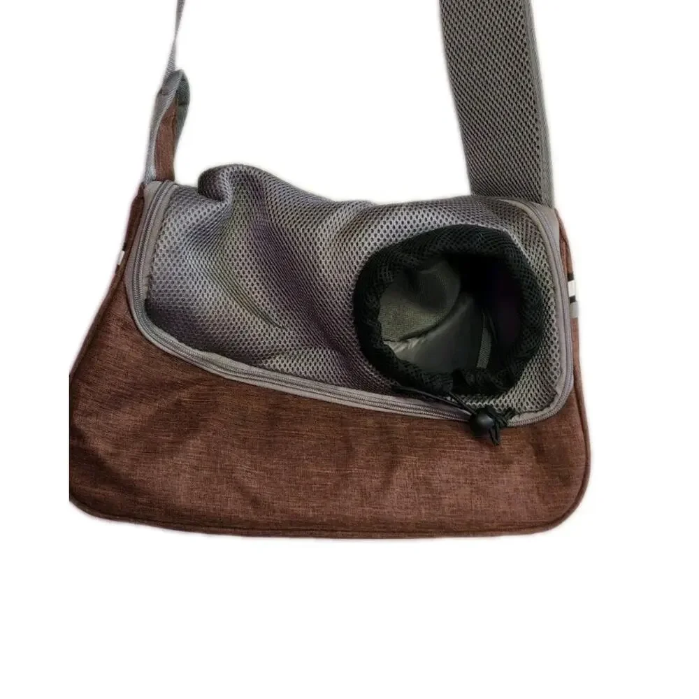 Over the shoulder dog sling/carrier for small dog And Cats . Black/Grey/ Brown